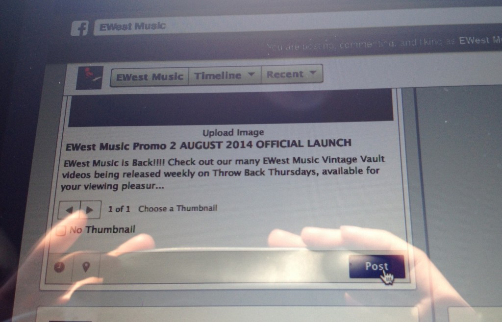 With the click of a mouse EWest Music's Facebook is officially launched to the world
